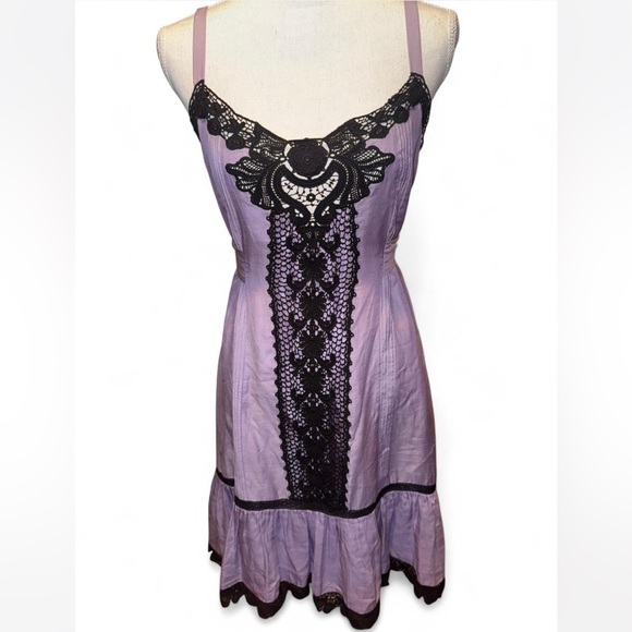 Temperley London Lilac Black Lace Appliqué Dress Size 6 - Picture 1 of 8